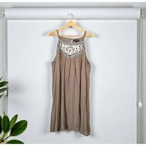 Luxology Tan Embellished Gauzy Flowy Dress XL